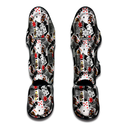 Casino Card And Chip Pattern Print Muay Thai Shin Guard