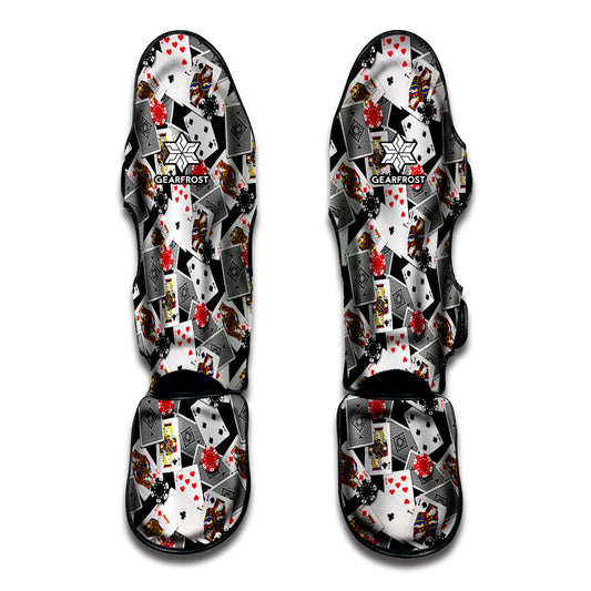 Casino Card And Chip Pattern Print Muay Thai Shin Guard