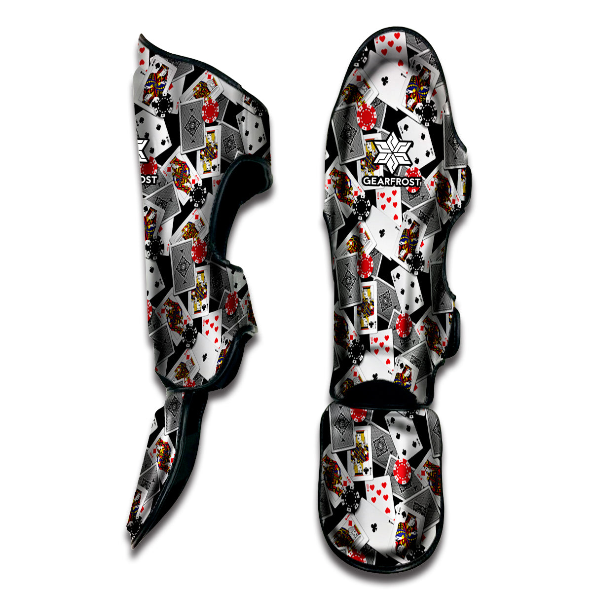 Casino Card And Chip Pattern Print Muay Thai Shin Guard