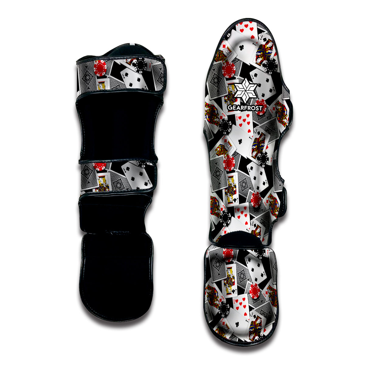 Casino Card And Chip Pattern Print Muay Thai Shin Guard