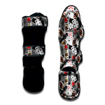 Casino Card And Chip Pattern Print Muay Thai Shin Guard