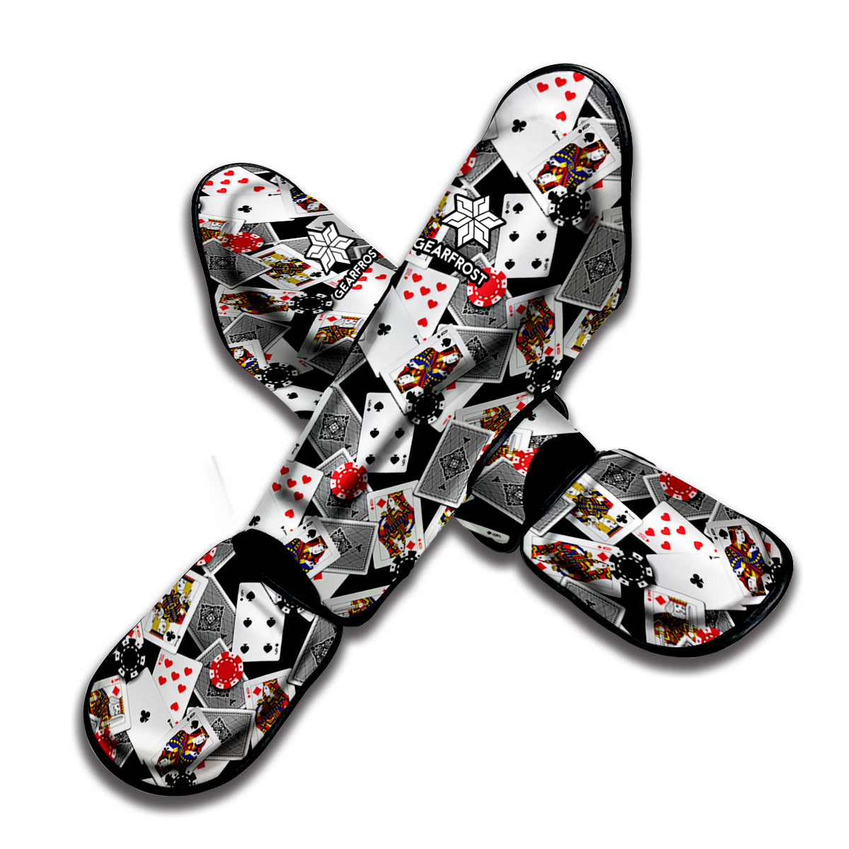 Casino Card And Chip Pattern Print Muay Thai Shin Guard