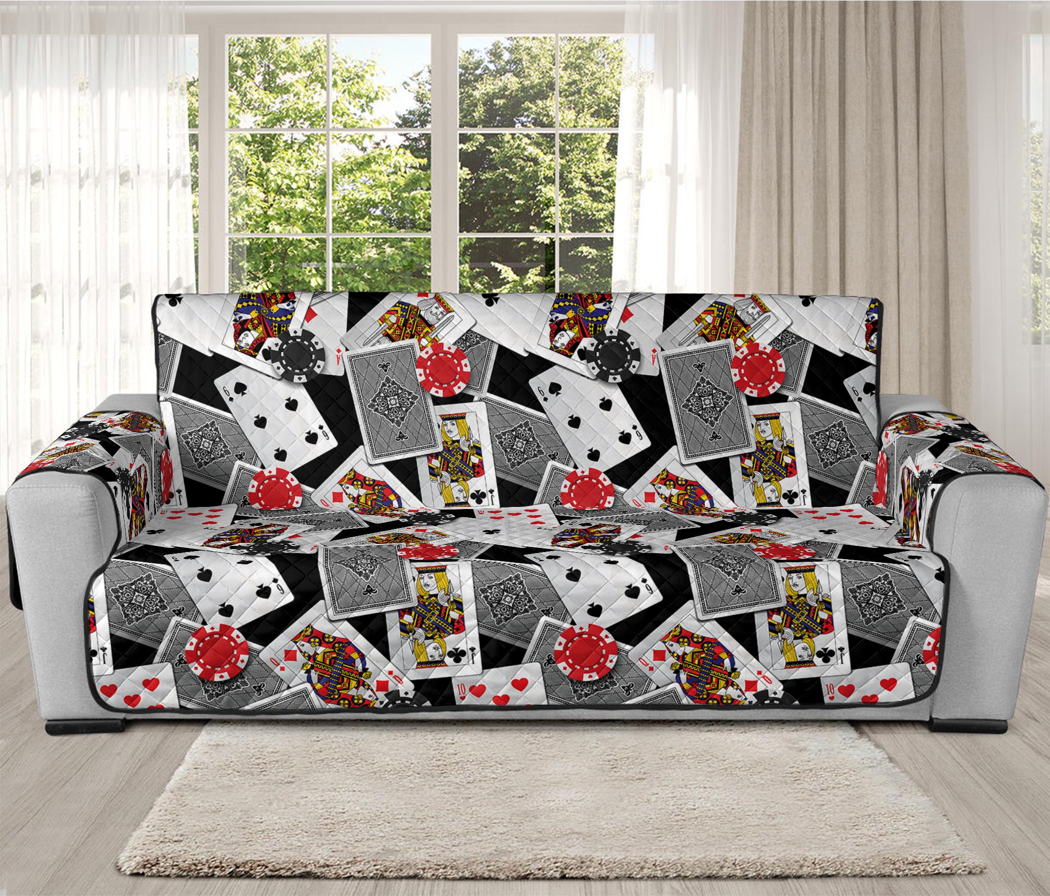 Casino Card And Chip Pattern Print Oversized Sofa Protector