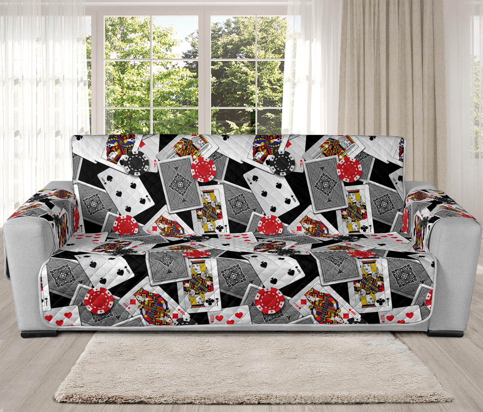 Casino Card And Chip Pattern Print Oversized Sofa Protector