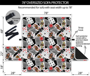 Casino Card And Chip Pattern Print Oversized Sofa Protector