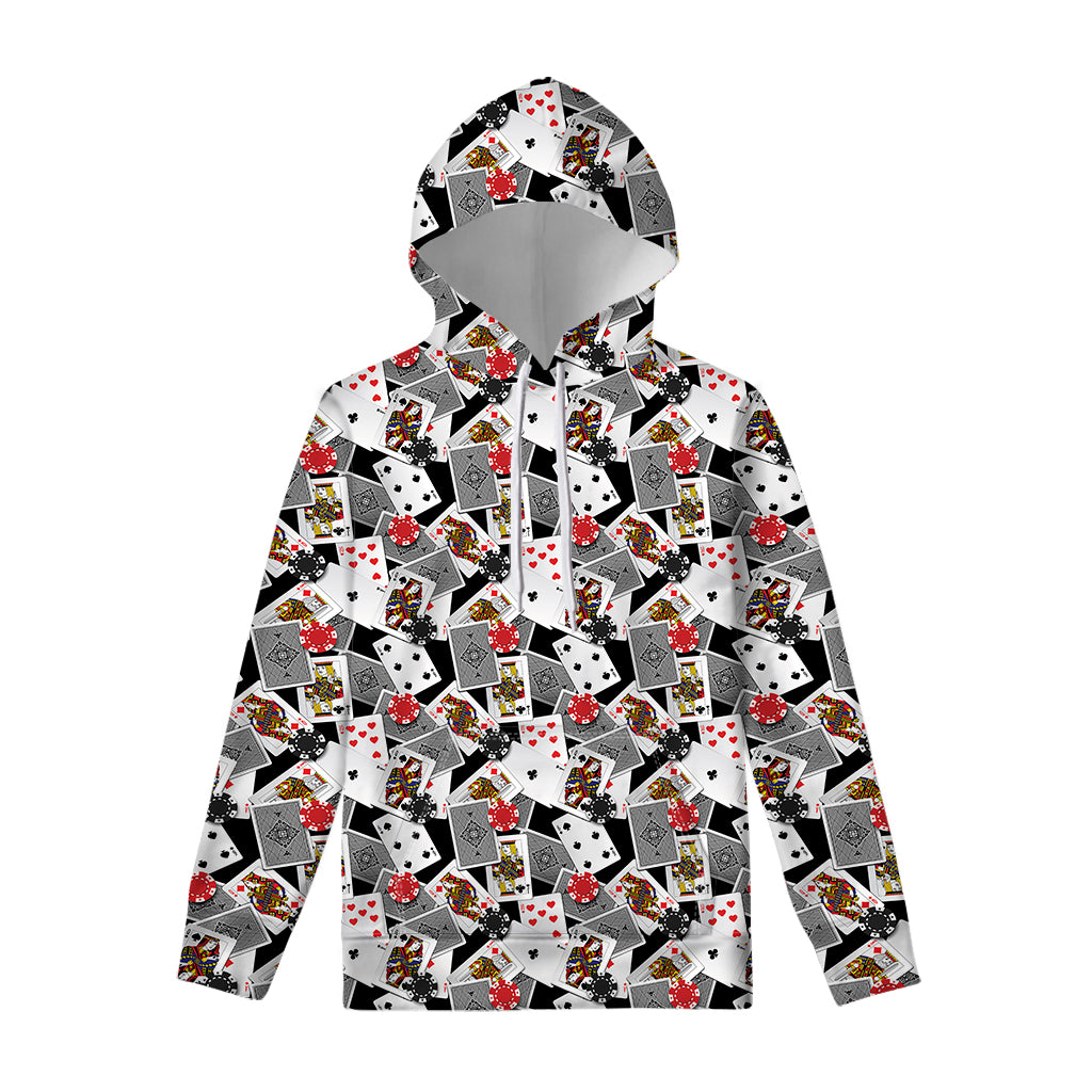 Casino Card And Chip Pattern Print Pullover Hoodie