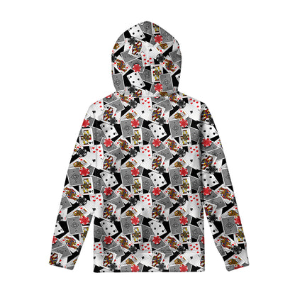 Casino Card And Chip Pattern Print Pullover Hoodie