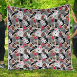 Casino Card And Chip Pattern Print Quilt