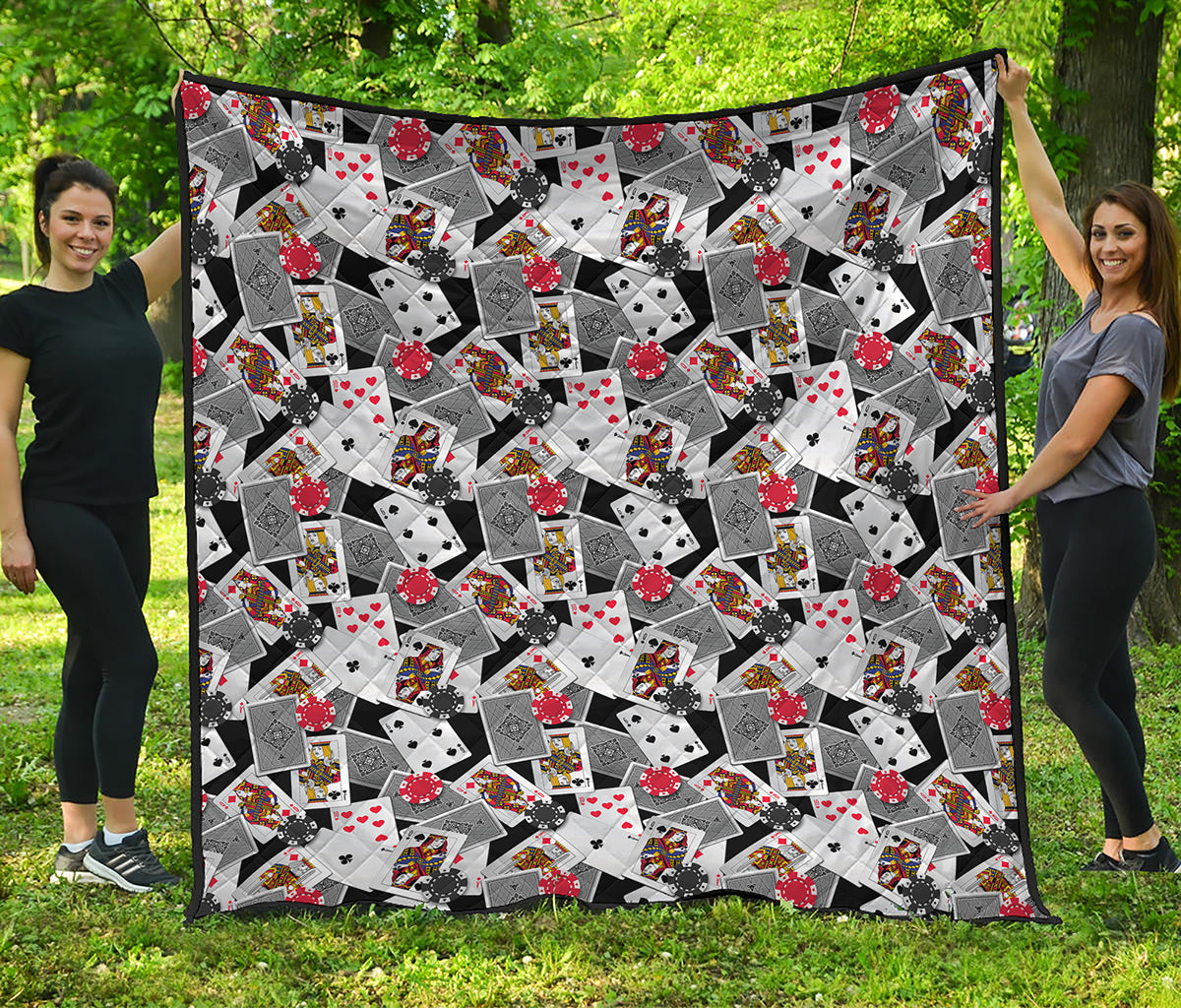 Casino Card And Chip Pattern Print Quilt