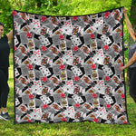 Casino Card And Chip Pattern Print Quilt