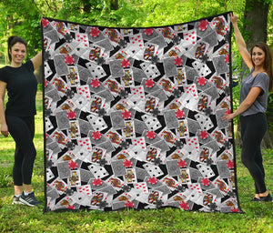 Casino Card And Chip Pattern Print Quilt