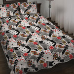 Casino Card And Chip Pattern Print Quilt Bed Set