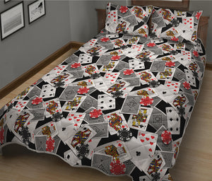 Casino Card And Chip Pattern Print Quilt Bed Set