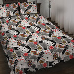 Casino Card And Chip Pattern Print Quilt Bed Set