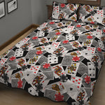 Casino Card And Chip Pattern Print Quilt Bed Set