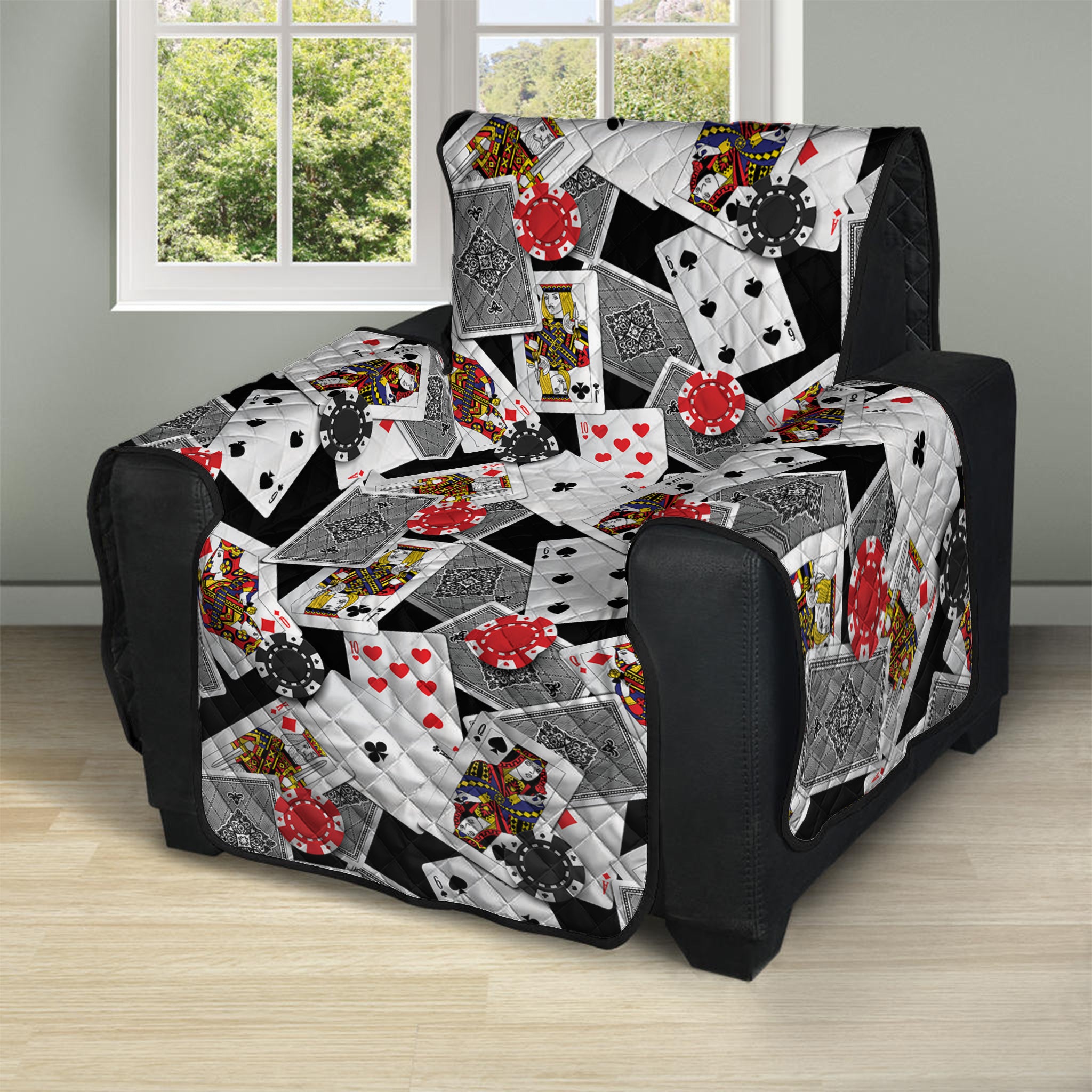 Casino Card And Chip Pattern Print Recliner Protector