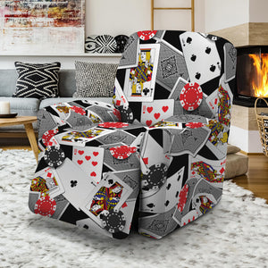 Casino Card And Chip Pattern Print Recliner Slipcover