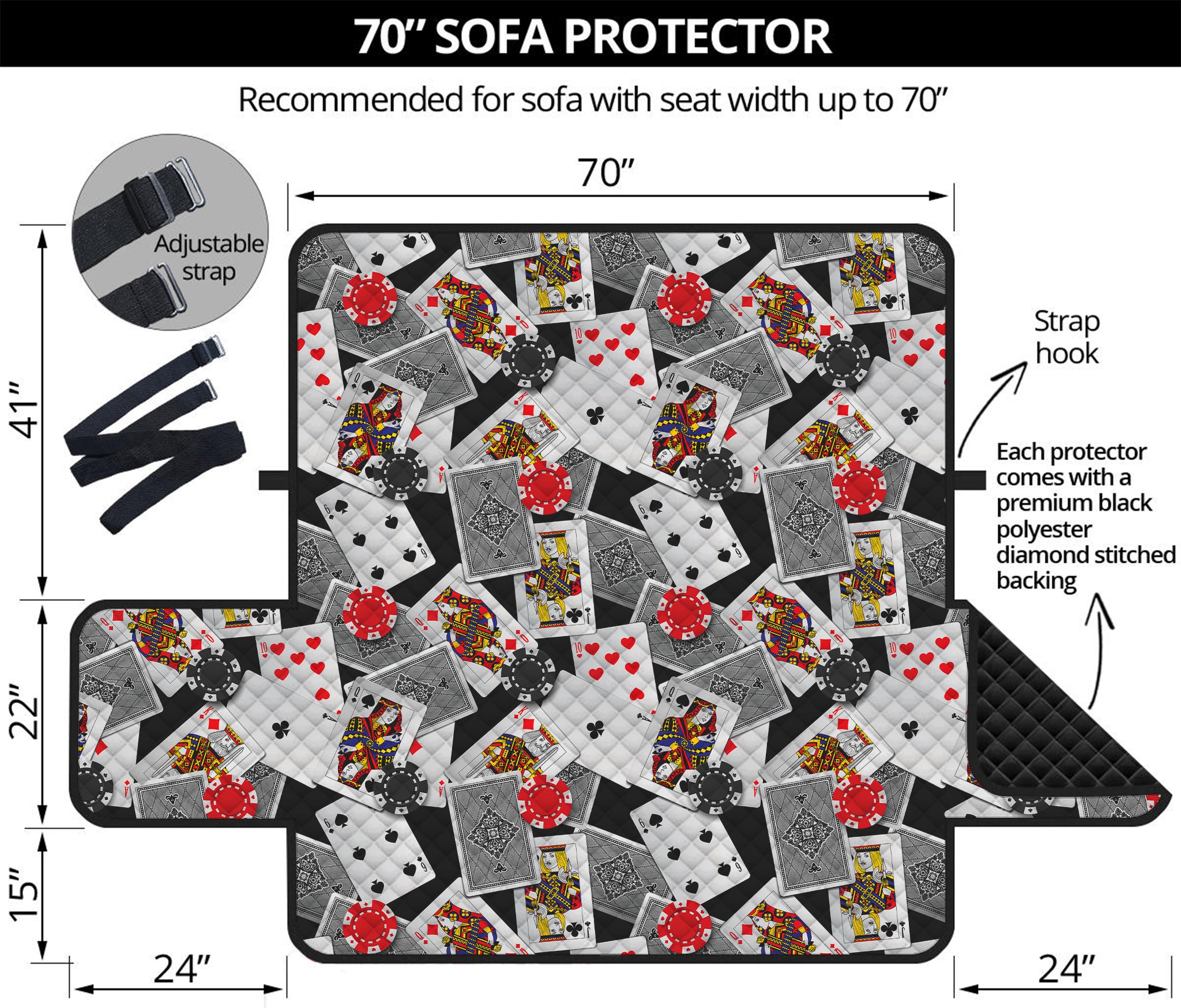 Casino Card And Chip Pattern Print Sofa Protector