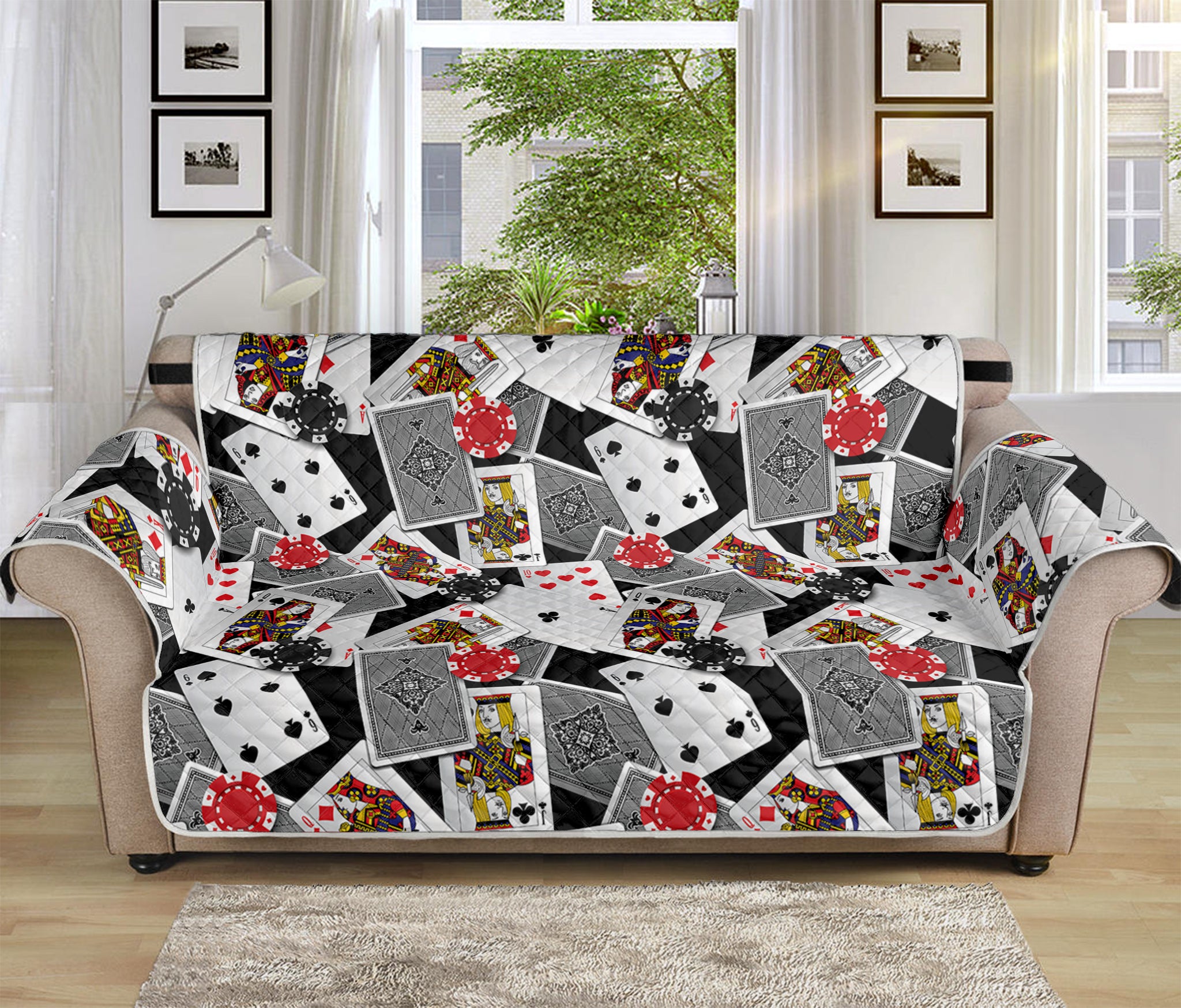 Casino Card And Chip Pattern Print Sofa Protector