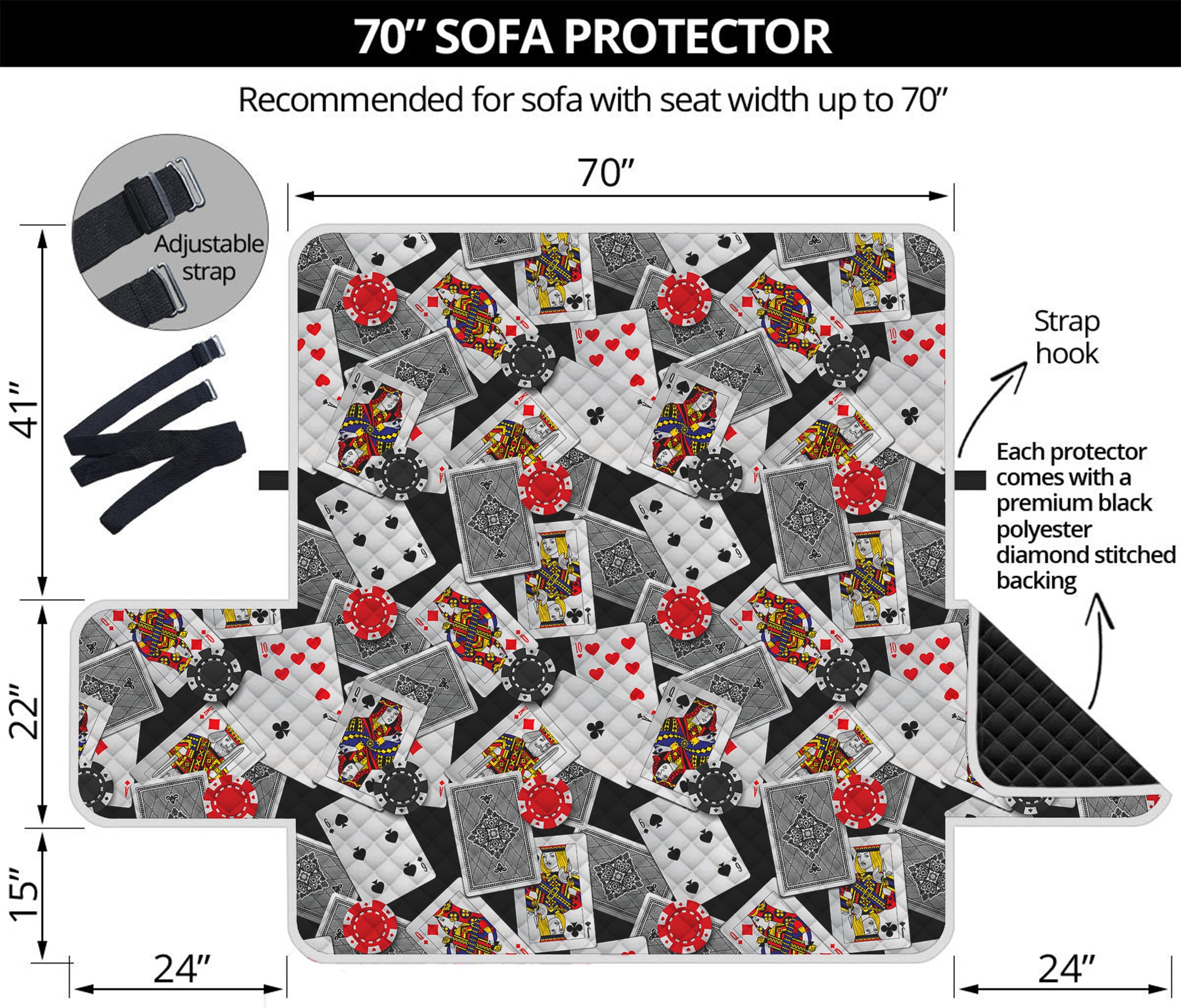 Casino Card And Chip Pattern Print Sofa Protector