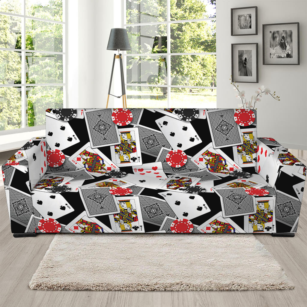 Casino Card And Chip Pattern Print Sofa Slipcover