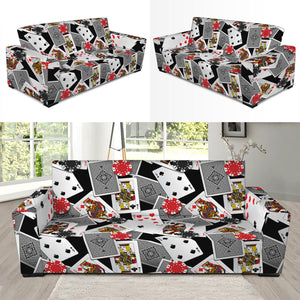 Casino Card And Chip Pattern Print Sofa Slipcover