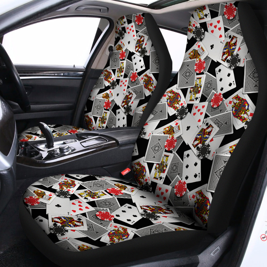 Casino Card And Chip Pattern Print Universal Fit Car Seat Covers