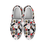 Casino Card And Chip Pattern Print White Slip On Shoes