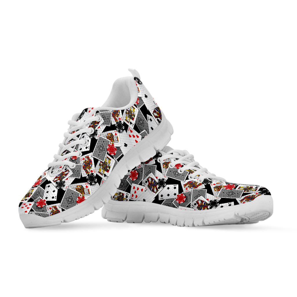 Casino Card And Chip Pattern Print White Sneakers