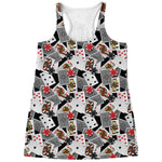 Casino Card And Chip Pattern Print Women's Racerback Tank Top