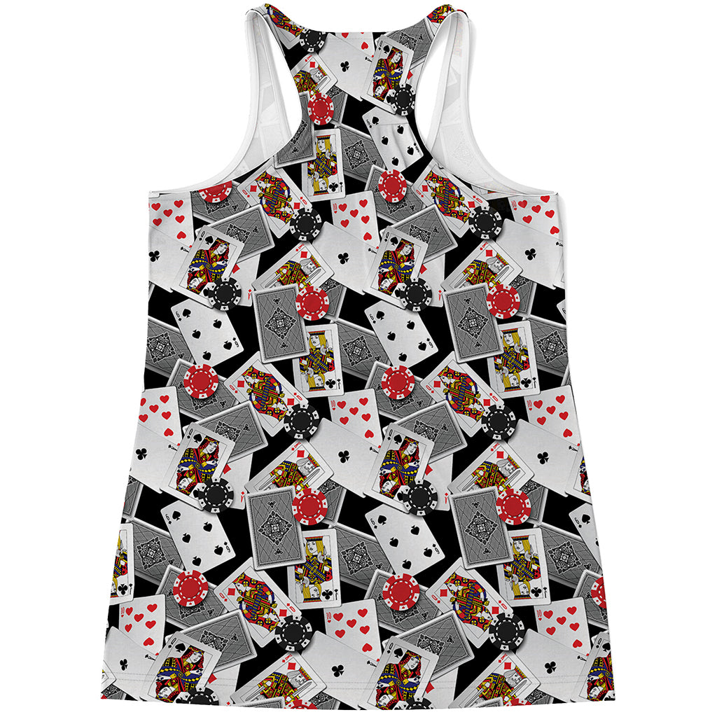 Casino Card And Chip Pattern Print Women's Racerback Tank Top