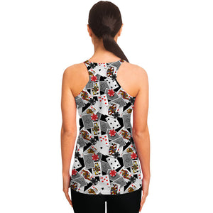 Casino Card And Chip Pattern Print Women's Racerback Tank Top