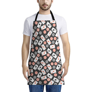 Casino Chip And Card Pattern Print Apron