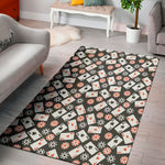 Casino Chip And Card Pattern Print Area Rug