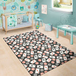 Casino Chip And Card Pattern Print Area Rug