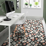 Casino Chip And Card Pattern Print Area Rug
