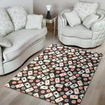 Casino Chip And Card Pattern Print Area Rug