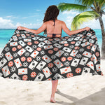 Casino Chip And Card Pattern Print Beach Sarong Wrap