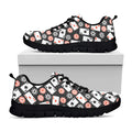 Casino Chip And Card Pattern Print Black Running Shoes
