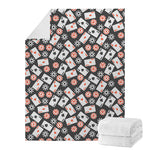 Casino Chip And Card Pattern Print Blanket