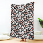 Casino Chip And Card Pattern Print Blanket