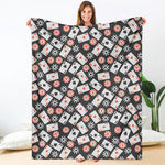 Casino Chip And Card Pattern Print Blanket