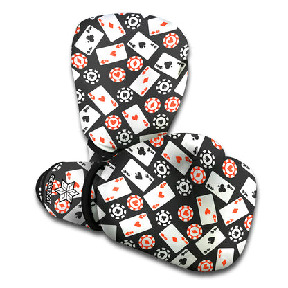 Casino Chip And Card Pattern Print Boxing Gloves