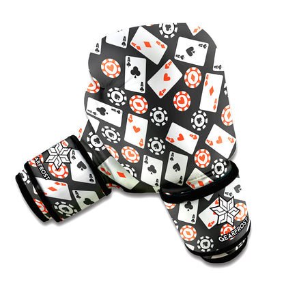 Casino Chip And Card Pattern Print Boxing Gloves