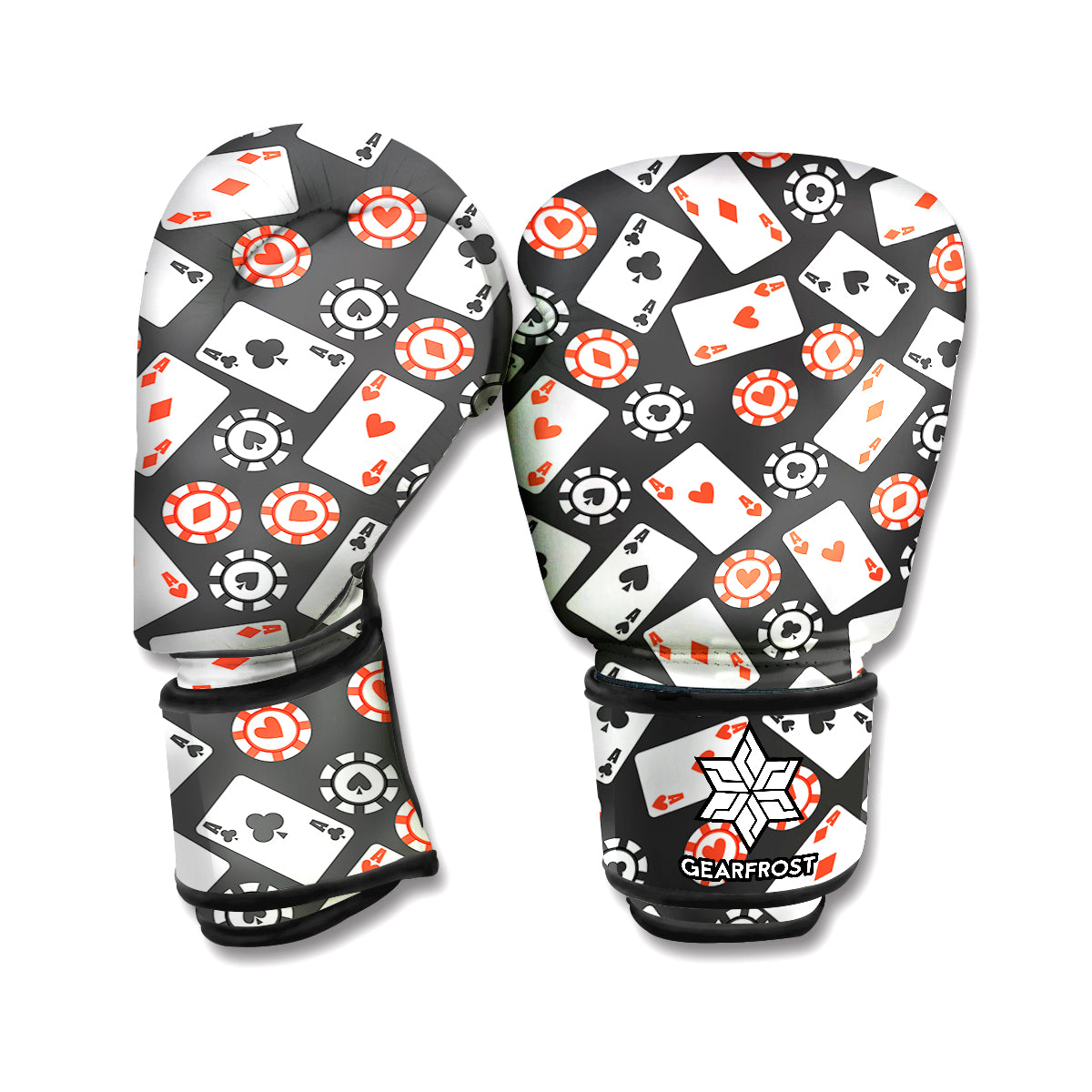 Casino Chip And Card Pattern Print Boxing Gloves