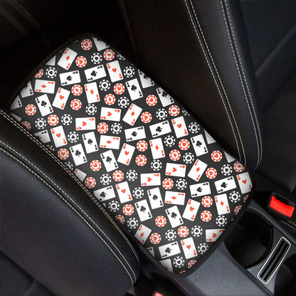 Casino Chip And Card Pattern Print Car Center Console Cover