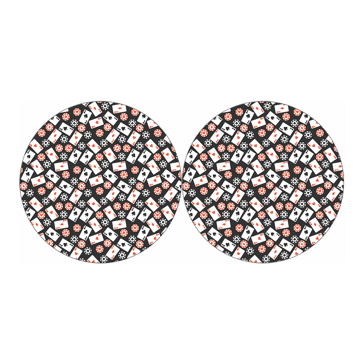 Casino Chip And Card Pattern Print Car Coasters