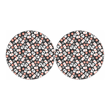 Casino Chip And Card Pattern Print Car Coasters