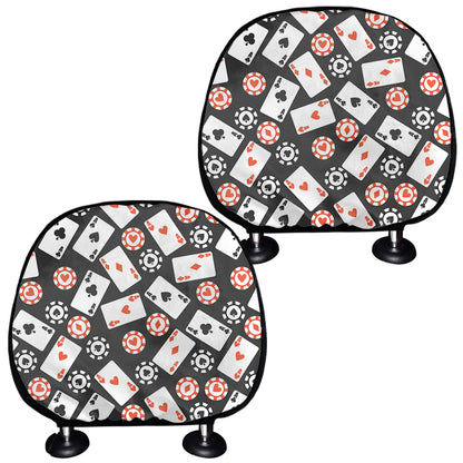 Casino Chip And Card Pattern Print Car Headrest Covers