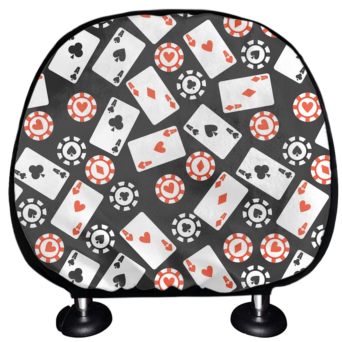 Casino Chip And Card Pattern Print Car Headrest Covers